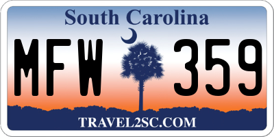 SC license plate MFW359