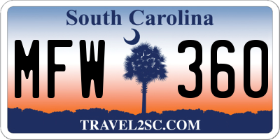 SC license plate MFW360