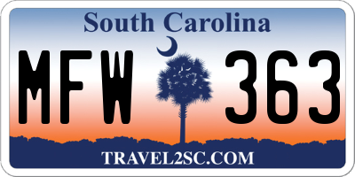 SC license plate MFW363