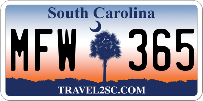 SC license plate MFW365