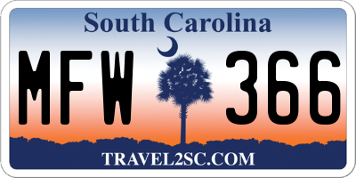 SC license plate MFW366