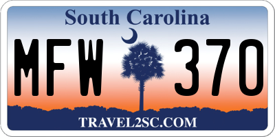SC license plate MFW370