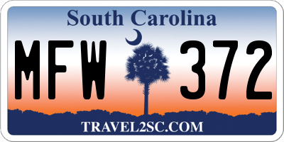 SC license plate MFW372
