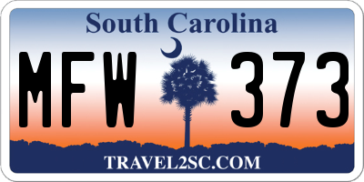 SC license plate MFW373