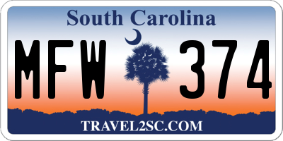 SC license plate MFW374