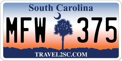 SC license plate MFW375