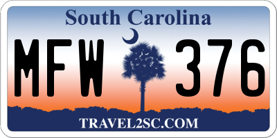 SC license plate MFW376