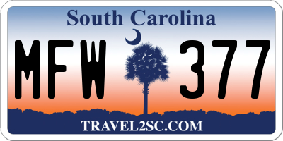 SC license plate MFW377