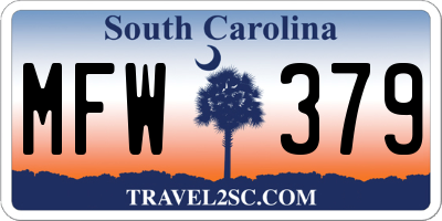 SC license plate MFW379