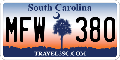 SC license plate MFW380