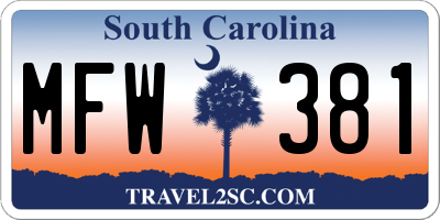 SC license plate MFW381