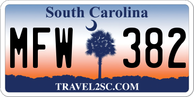 SC license plate MFW382