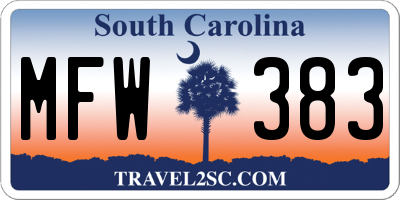 SC license plate MFW383