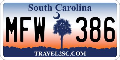 SC license plate MFW386