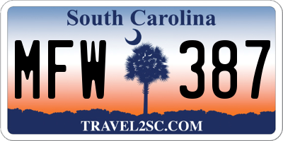 SC license plate MFW387