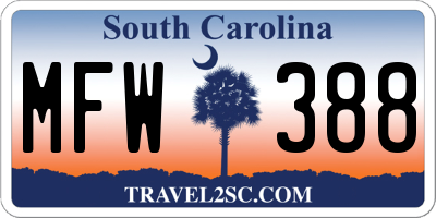 SC license plate MFW388