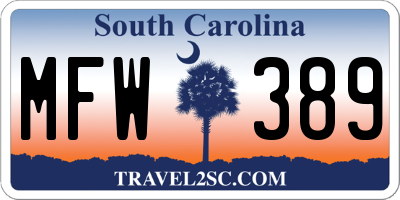 SC license plate MFW389