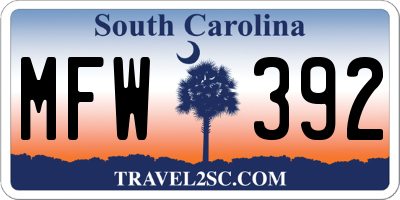 SC license plate MFW392