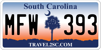 SC license plate MFW393