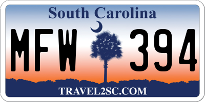 SC license plate MFW394