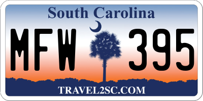 SC license plate MFW395