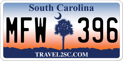 SC license plate MFW396