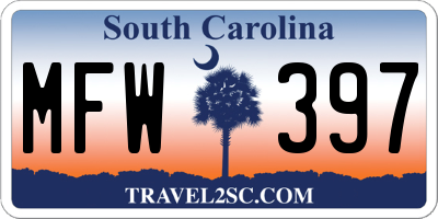 SC license plate MFW397