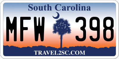 SC license plate MFW398