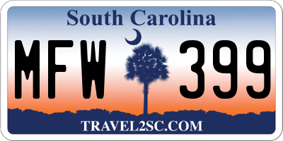 SC license plate MFW399