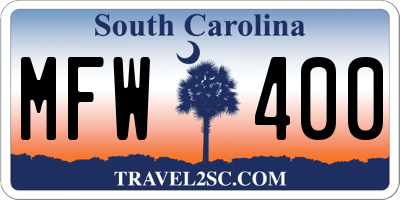SC license plate MFW400