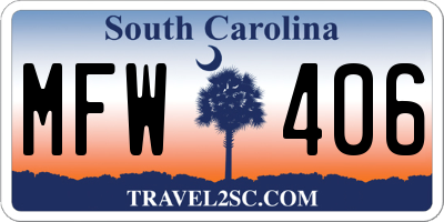 SC license plate MFW406