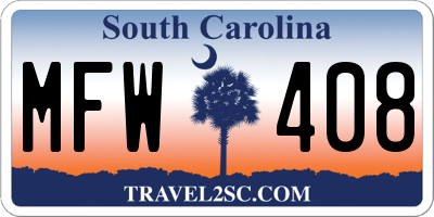 SC license plate MFW408