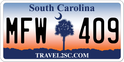 SC license plate MFW409