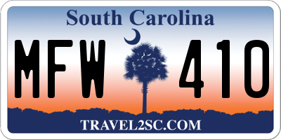 SC license plate MFW410