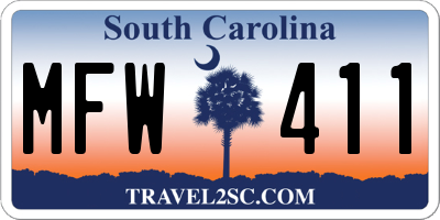 SC license plate MFW411