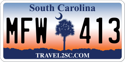 SC license plate MFW413