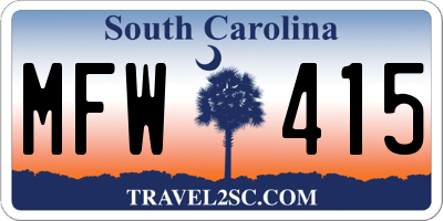 SC license plate MFW415