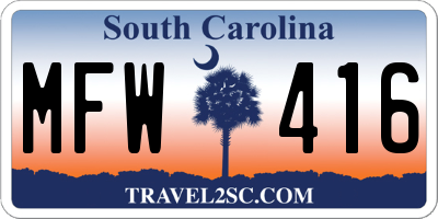 SC license plate MFW416