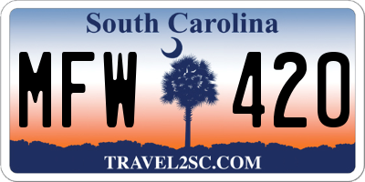 SC license plate MFW420