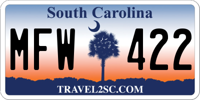 SC license plate MFW422