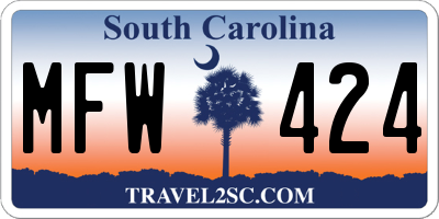 SC license plate MFW424