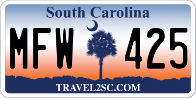 SC license plate MFW425