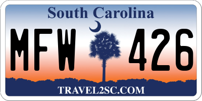 SC license plate MFW426