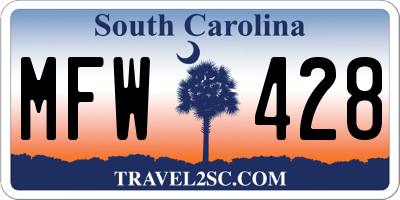 SC license plate MFW428