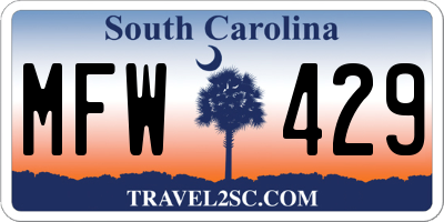 SC license plate MFW429
