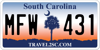 SC license plate MFW431