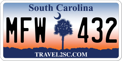 SC license plate MFW432