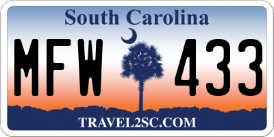 SC license plate MFW433