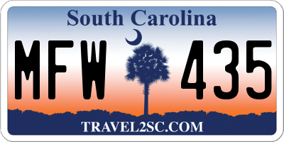SC license plate MFW435