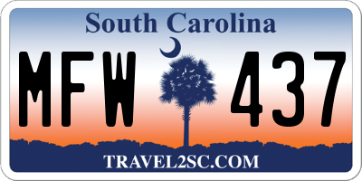 SC license plate MFW437